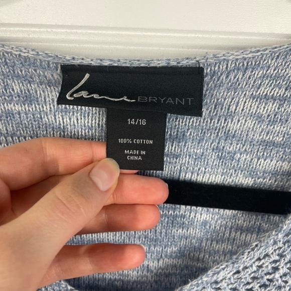 Lane Bryant Blue Marled Open Knit Front Drop Shoulder Scoop Neck Sweater 14/16 W - Picture 6 of 8